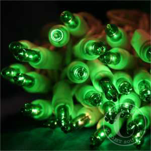 50 Green Mini Lights 2.5 inch White Wire
