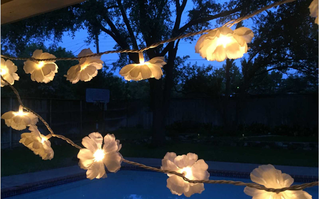 lit flower garland