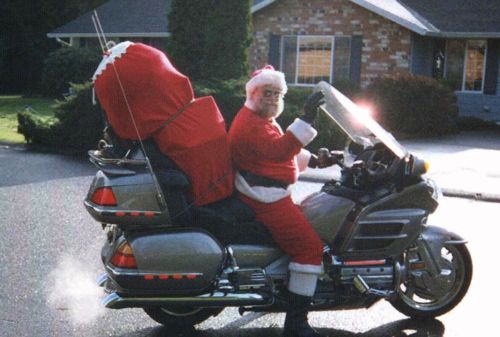 santa on a motorcycle