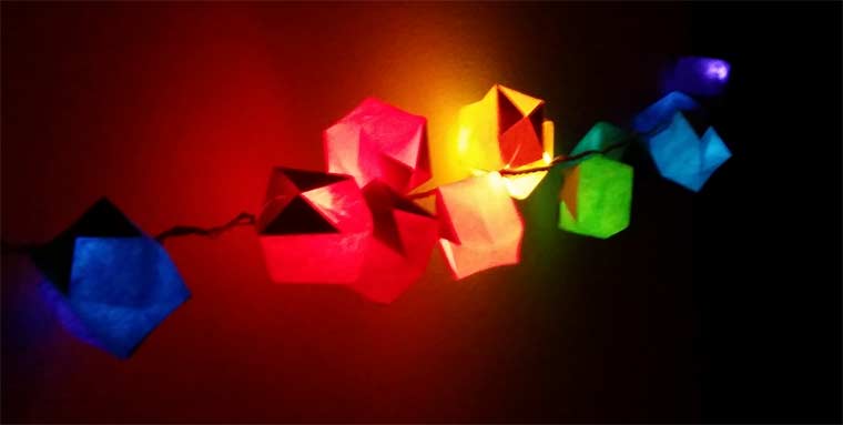 Rainbow paper lantern string lights DIY