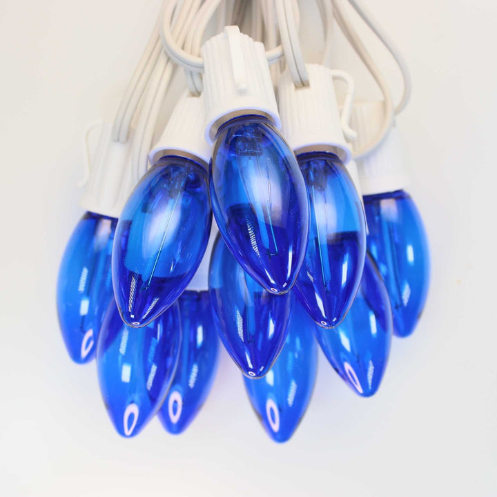 C9 Blue Smooth Filament LED Bulbs E17 Bases (25 Pack)