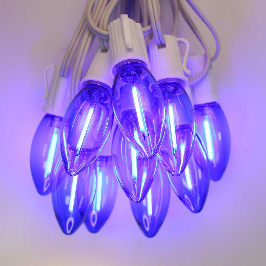 C9 Blue Smooth Filament LED Bulbs E17 Bases