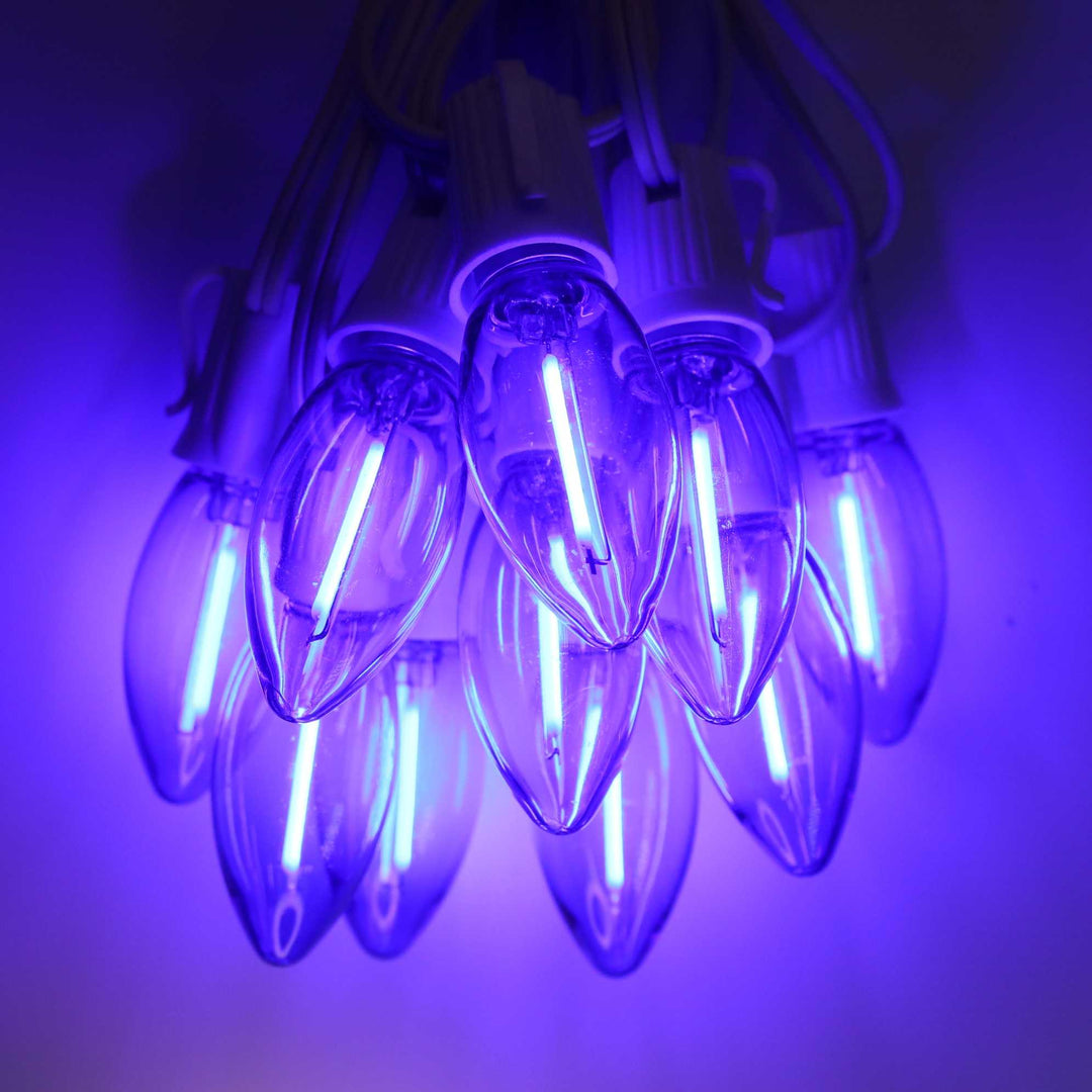C9 Blue Smooth Filament LED Bulbs E17 Bases (25 Pack)