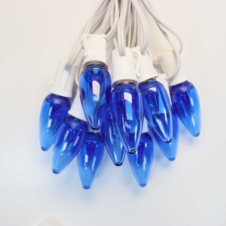 C9 Blue Smooth Twinkle LED Bulbs E17 Bases (SMD) (25 Pack)
