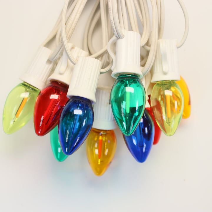 C7 Multicolor Smooth Filament LED Bulbs E12 Bases (25 Pack)
