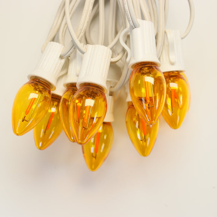C7 Orange Smooth Filament LED Bulbs E12 Bases (25 Pack)
