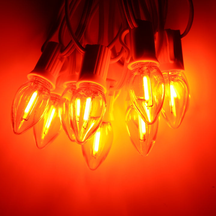 C7 Orange Smooth Filament LED Bulbs E12 Bases (25 Pack)