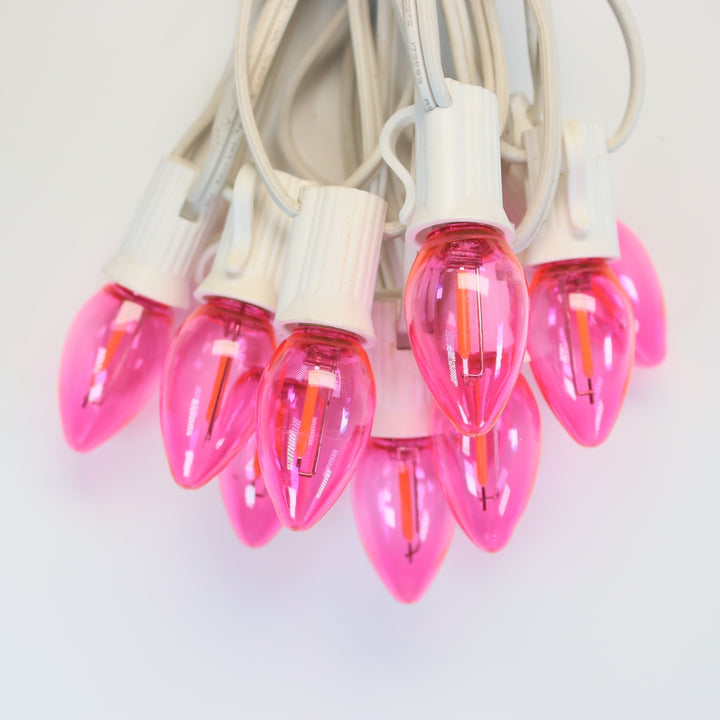 C7 Pink Smooth Filament LED Bulbs E12 Bases (25 Pack)