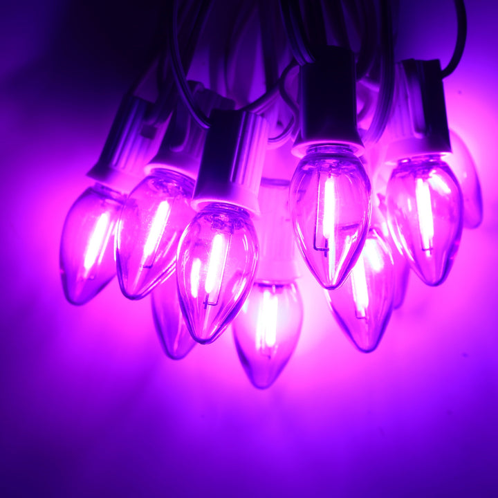 C7 Purple Smooth Filament LED Bulbs E12 Bases (25 Pack)