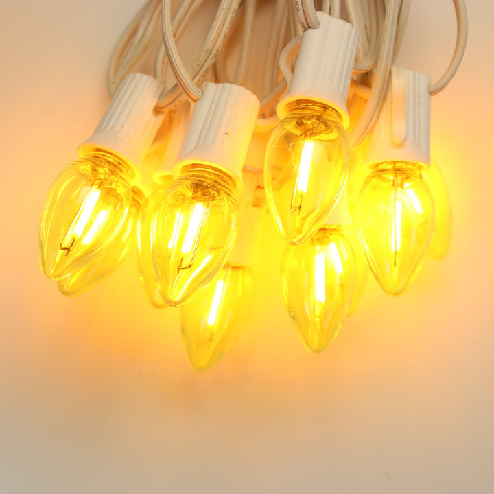 C7 Yellow Smooth Filament LED Bulbs E12 Bases (25 Pack)