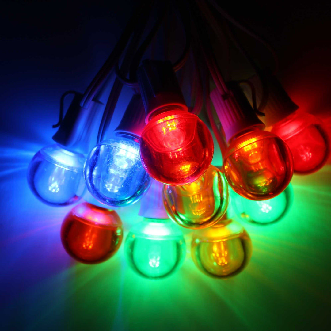 G40 Multicolor Smooth LED Bulbs E12 Bases (25 Pack)