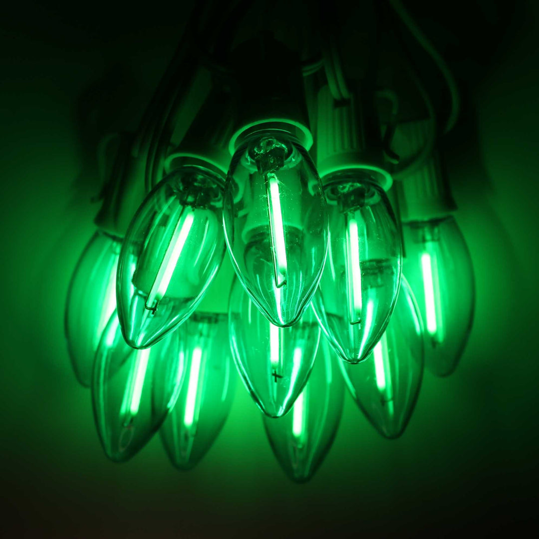 C9 Green Smooth Filament LED Bulbs E17 Bases