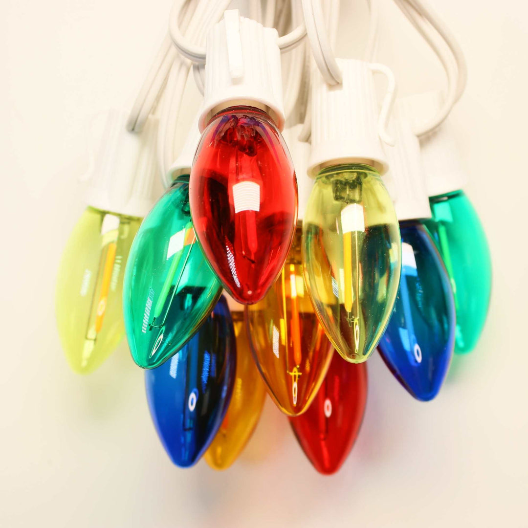 C9 Multicolor Smooth Filament LED Bulbs E17 Bases (25 Pack)
