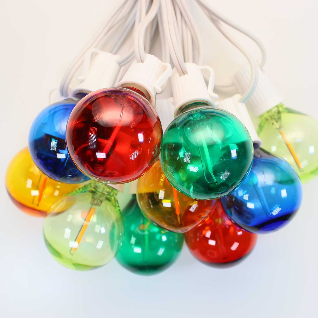 G50 Multicolor Smooth LED Filament Bulbs E17 Bases (25 Pack)