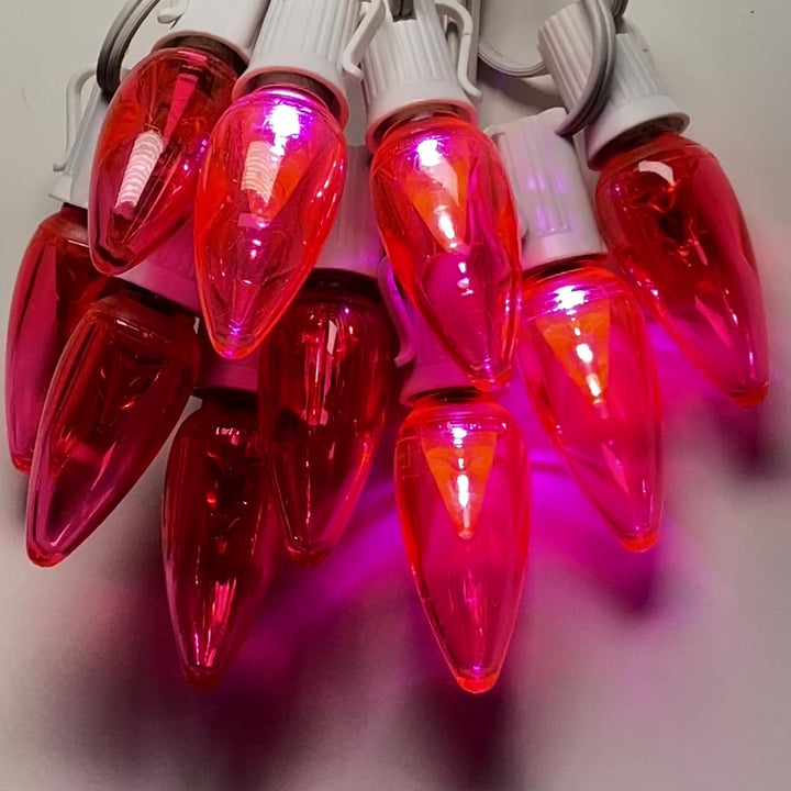 C9 Pink Smooth Twinkle LED Bulbs E17 Bases