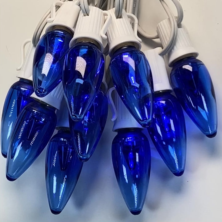 C9 Blue Smooth Twinkle LED Bulbs E17 Bases (SMD) (25 Pack)