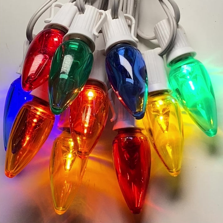 C9 Multicolor Smooth Twinkle LED Bulbs E17 Bases