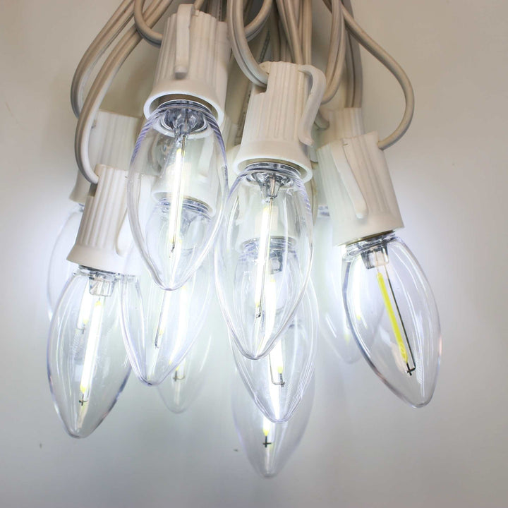C9 Pure (Cool) White Smooth Filament LED Bulbs E17 Bases