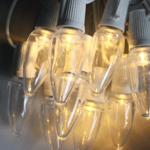 C9 Warm White Smooth Twinkle LED Bulbs E17 Bases (25 Pack)
