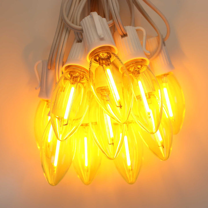 C9 Yellow Smooth Filament LED Bulbs E17 Bases (25 Pack)