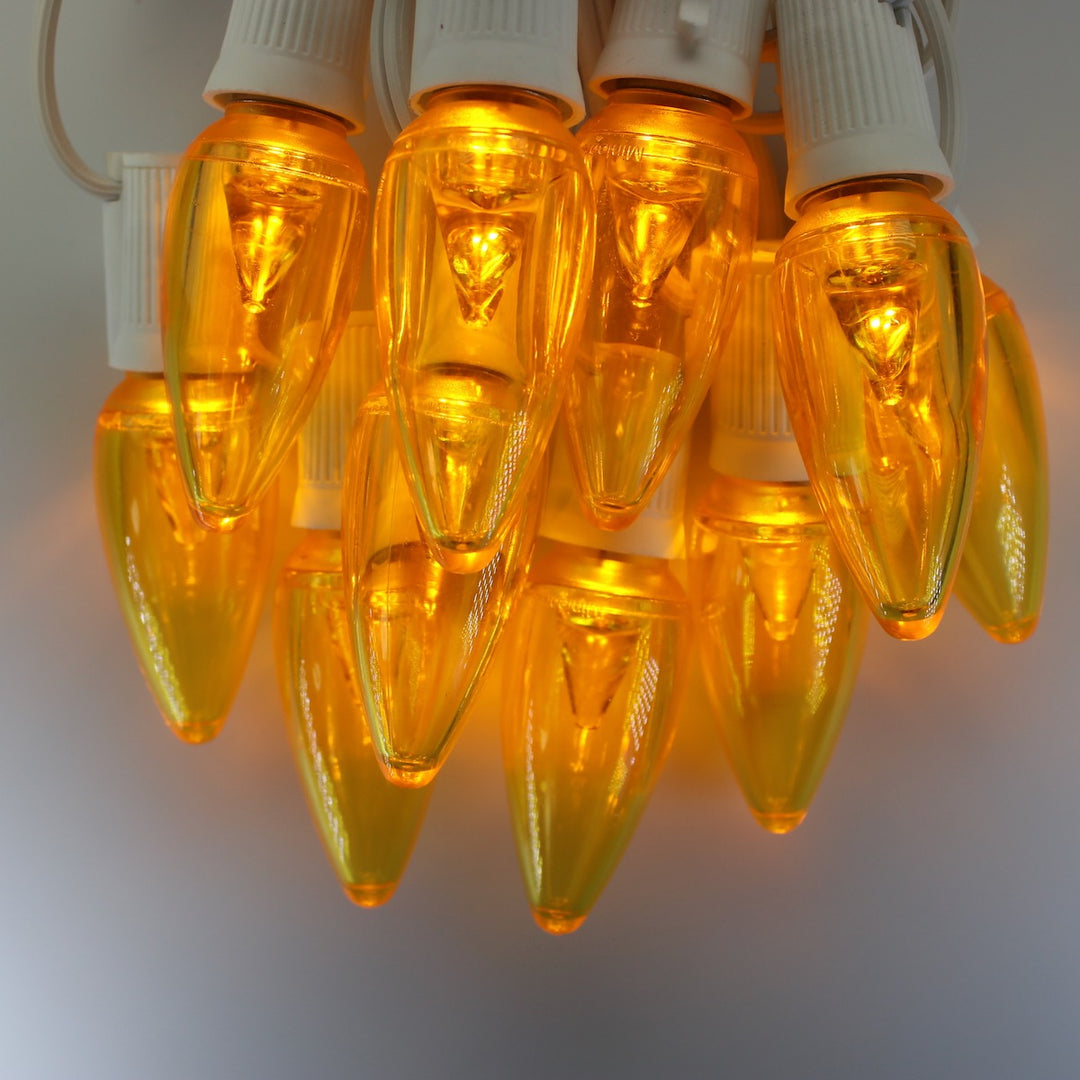 C9 Yellow Smooth Twinkle LED Bulbs E17 Bases