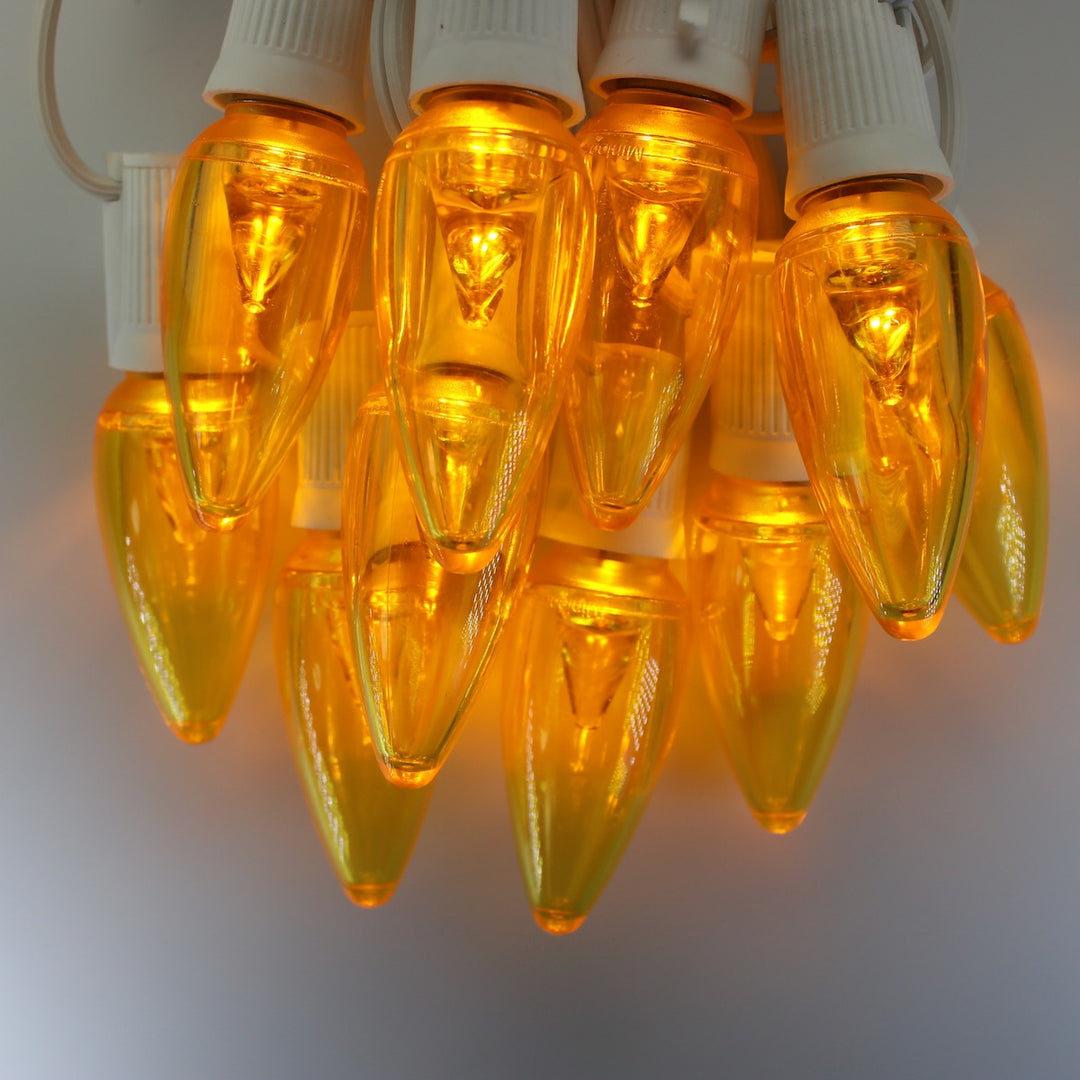 C9 Yellow Smooth Twinkle LED Bulbs E17 Bases (25 Pack)