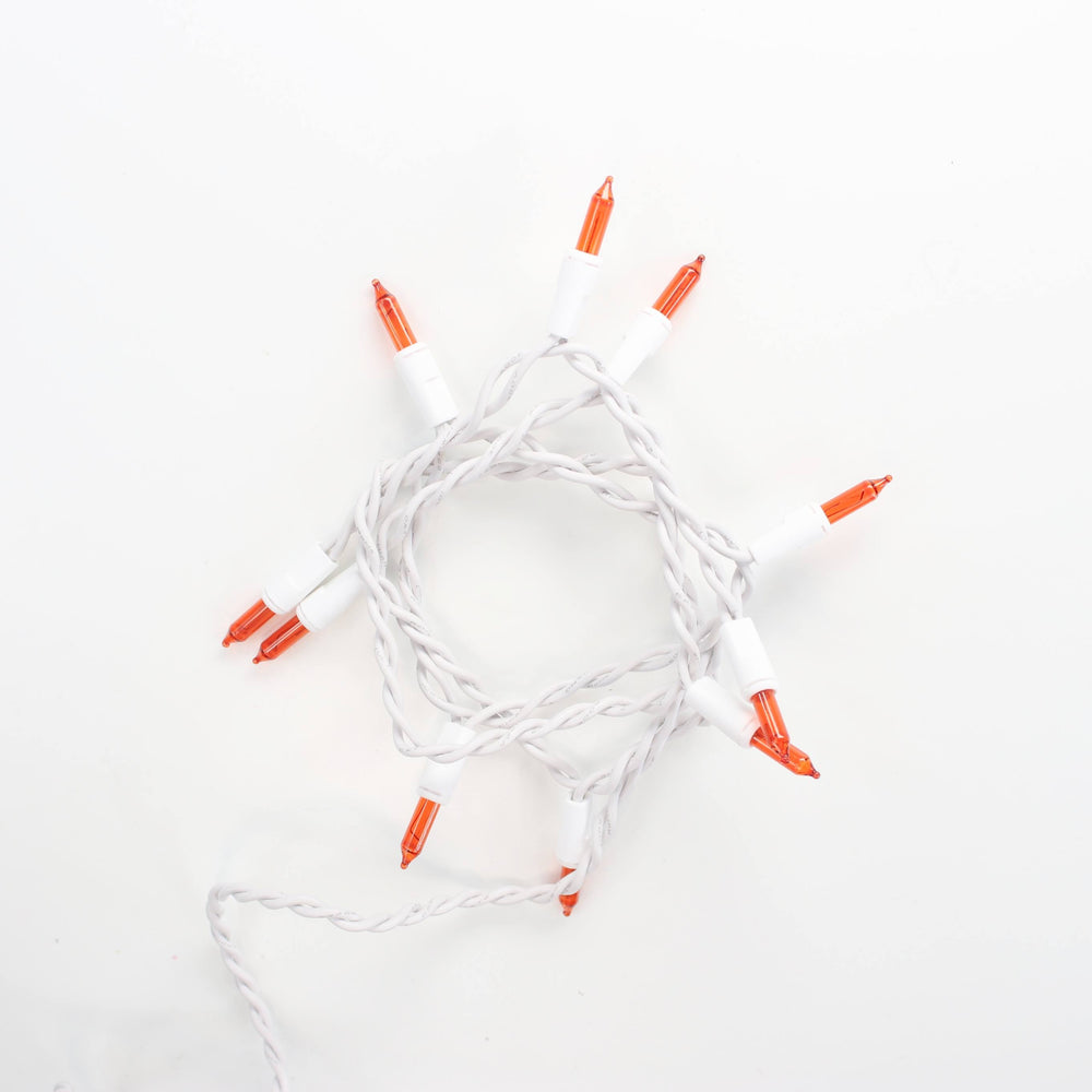 10-bulb Orange Craft Lights, White Wire