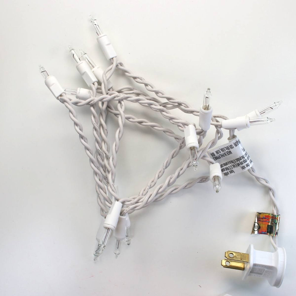 15-bulb Clear Craft Lights, White Wire