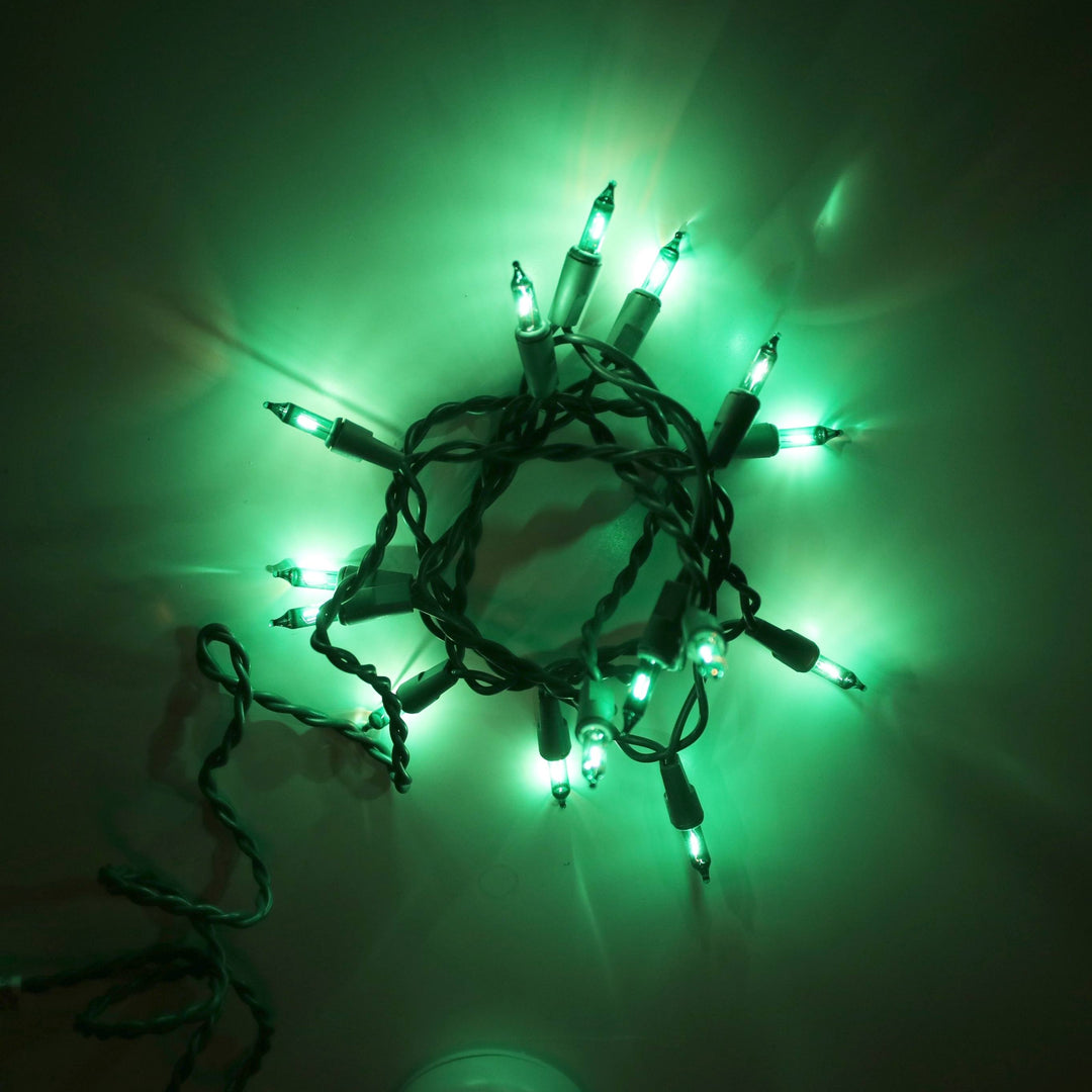 15-bulb Green Craft Lights, Green Wire