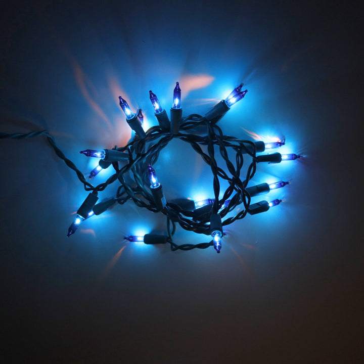 20-bulb Blue Craft Lights, Green Wire