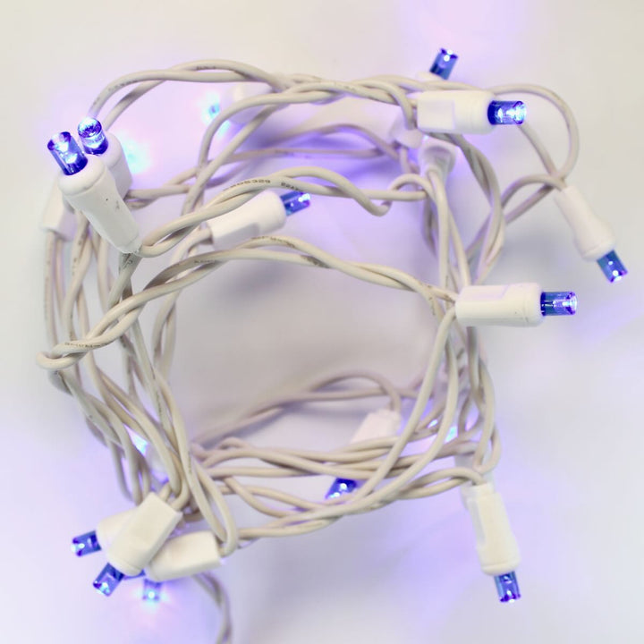 20-light Blue LED Craft Lights, White Wire