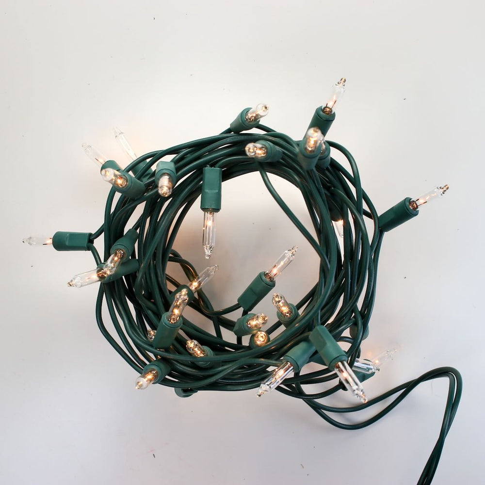 20-bulb White Craft Lights, Green Wire