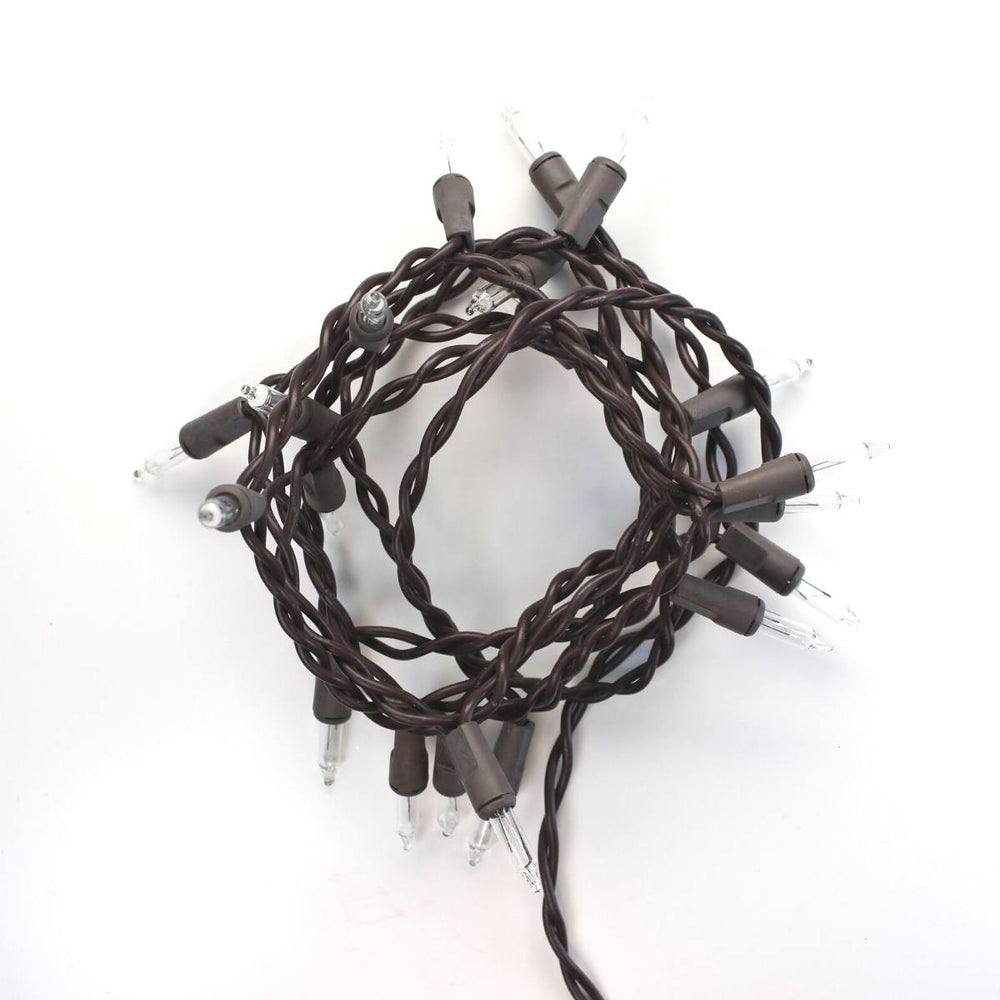 20-bulb Clear Craft Lights, Brown Wire