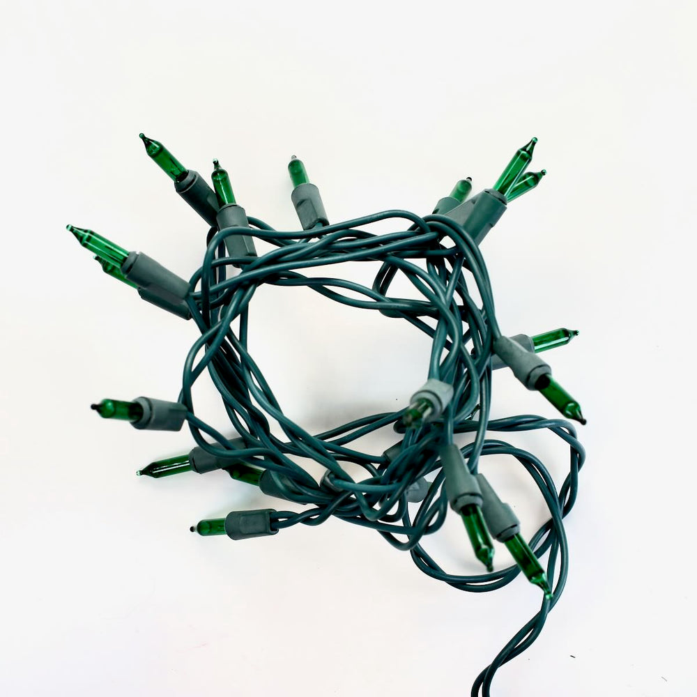 20-bulb Green Craft Lights, Green Wire