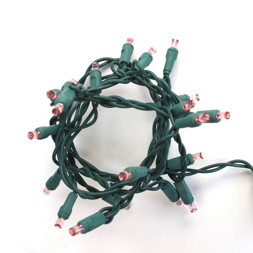 20-light Pink LED Craft Lights, Green Wire