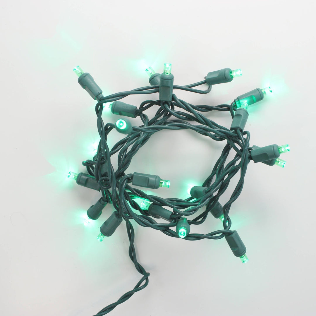 20-light Green LED Craft Lights, Green Wire