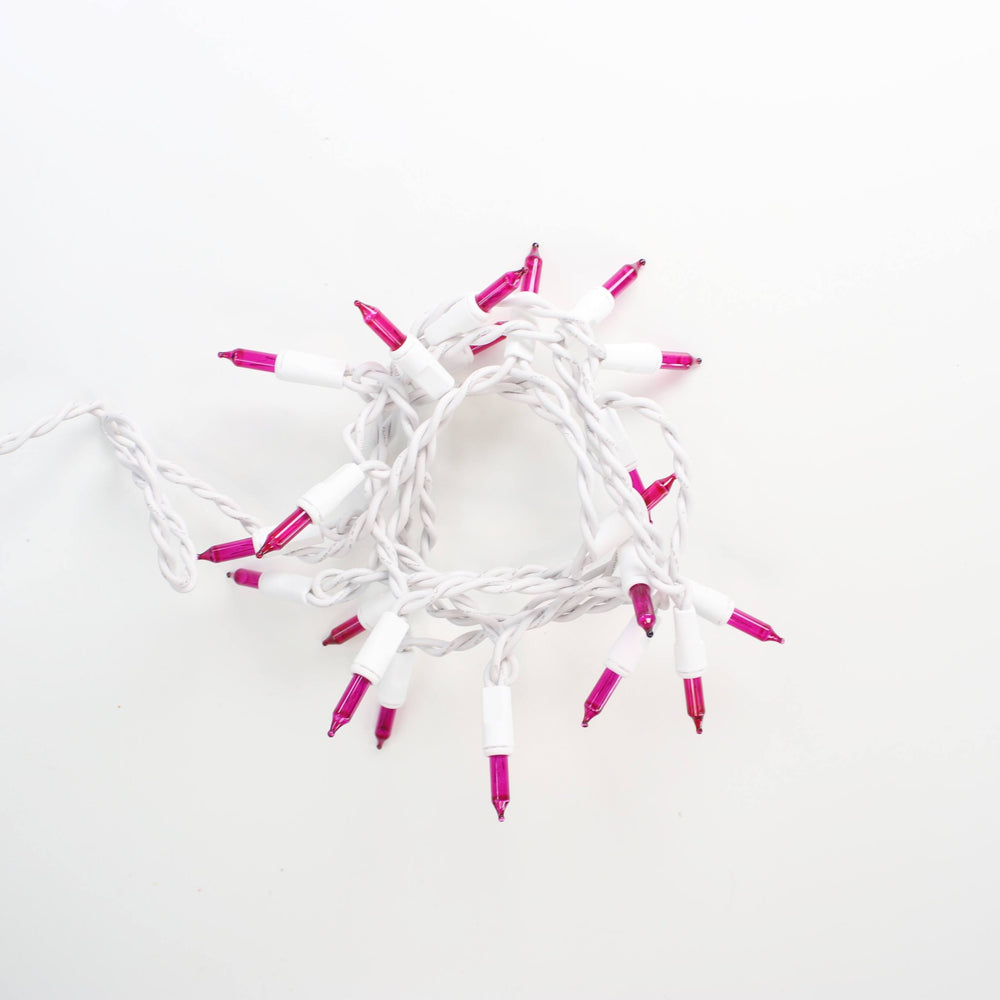 20-bulb Pink Craft Lights, White Wire