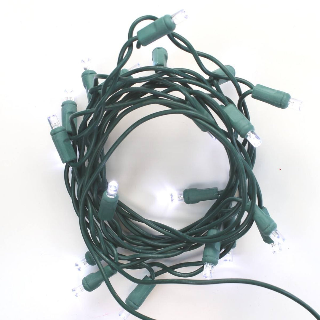 20-light Pure White LED Craft Lights, Green Wire