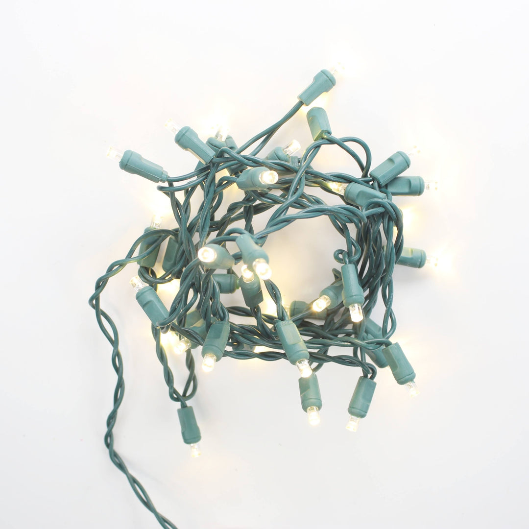 35-light Warm White LED Craft Lights, Green Wire