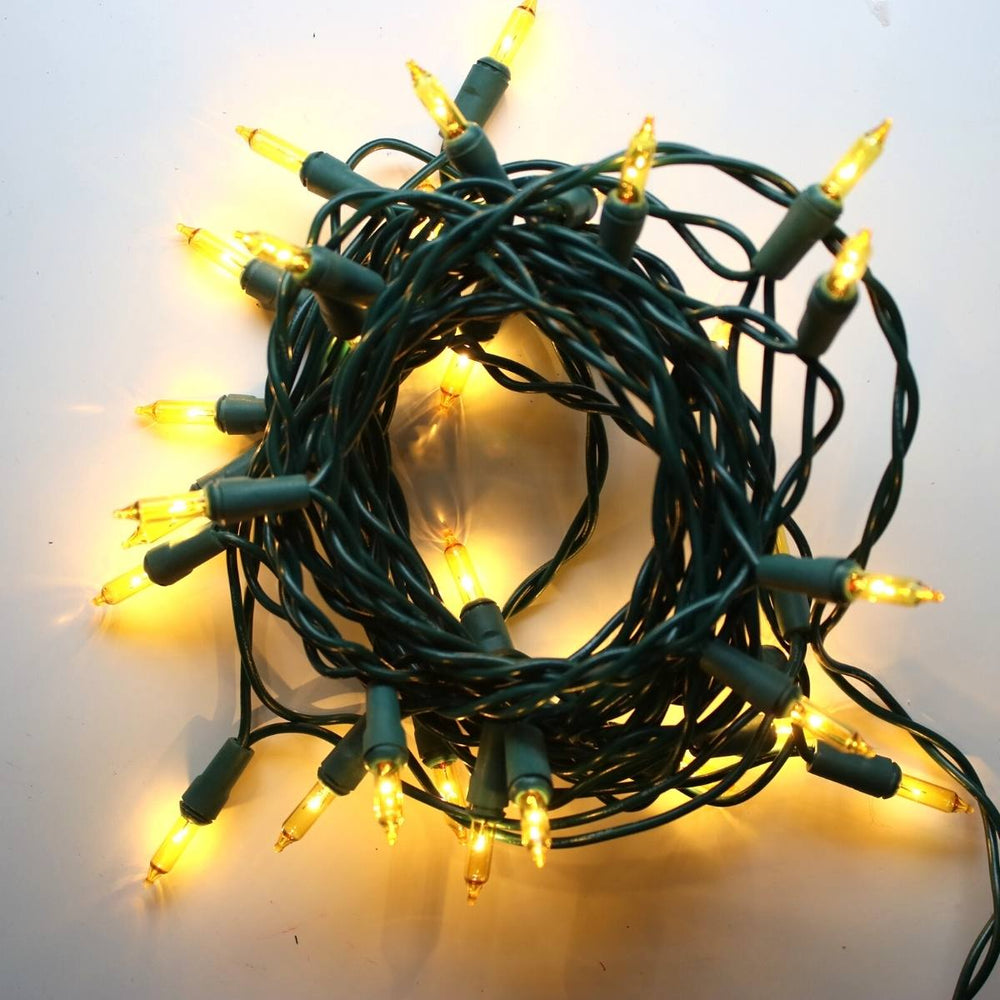 35-bulb Yellow Craft Lights, Green Wire