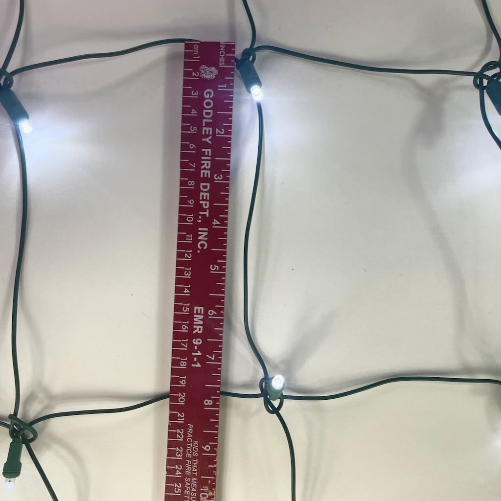 100-light Pure White 5mm LED Net Lights, Green Wire