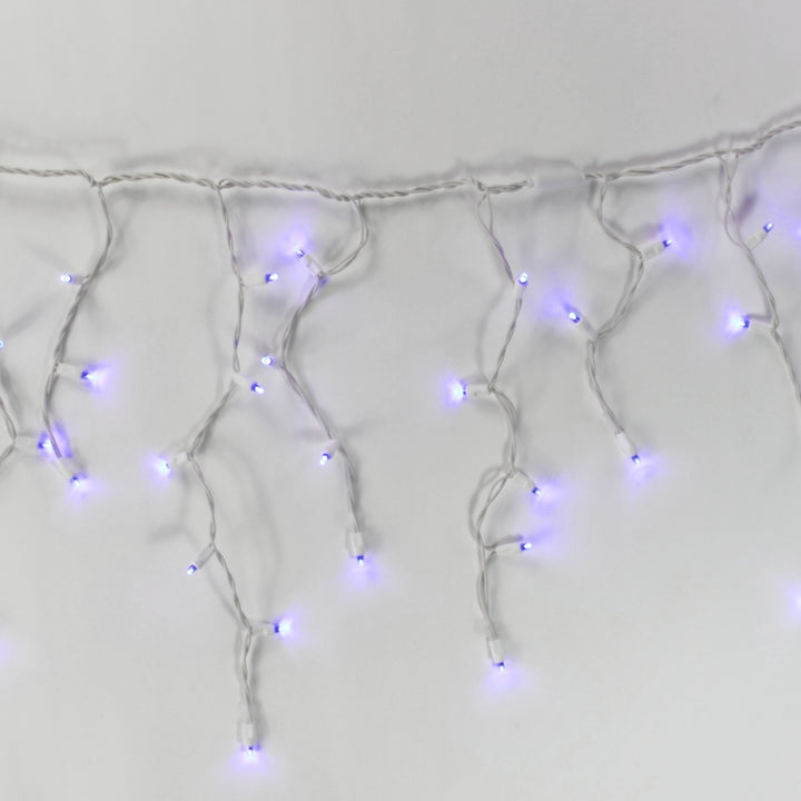 100-light Blue 5mm LED Icicle Lights, White Wire