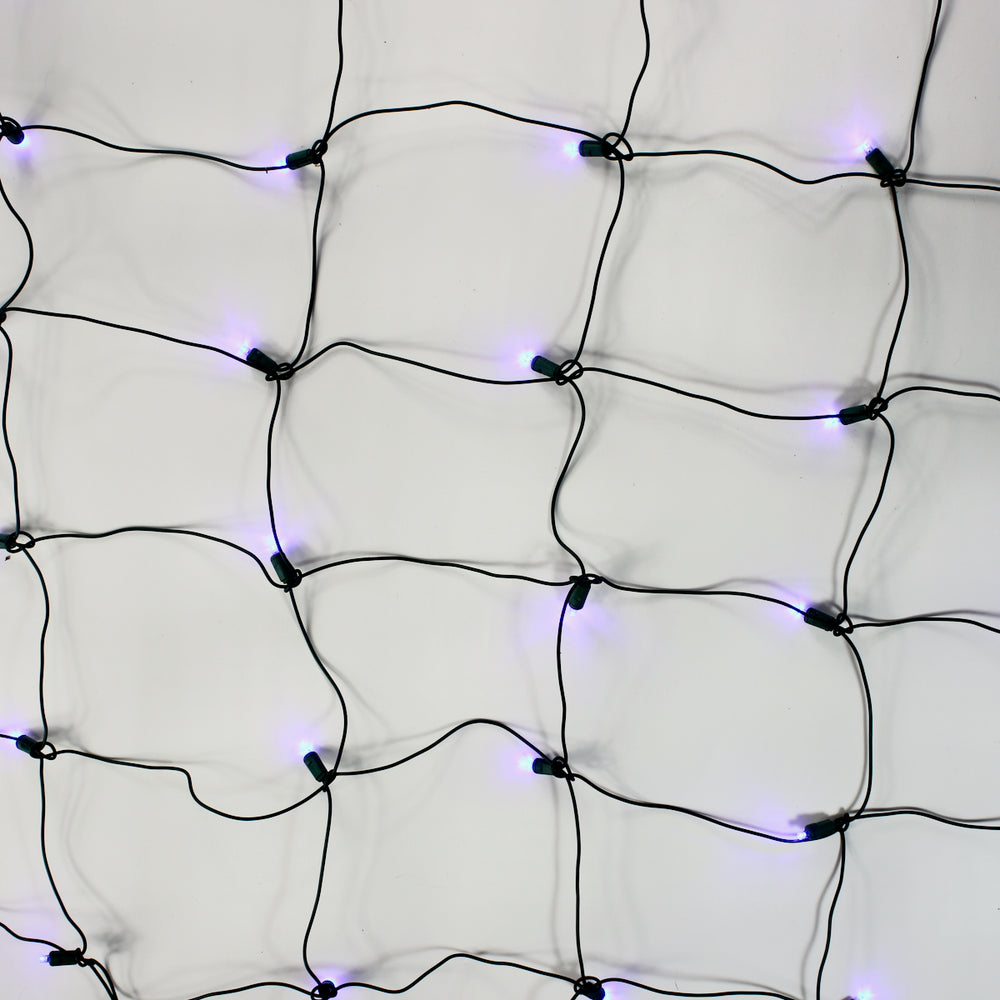 100-light Blue 5mm LED Net Lights, Green Wire