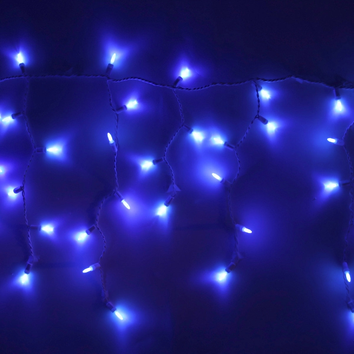 100-light M5 Blue LED Icicle Lights, White Wire – Christmas Light Source