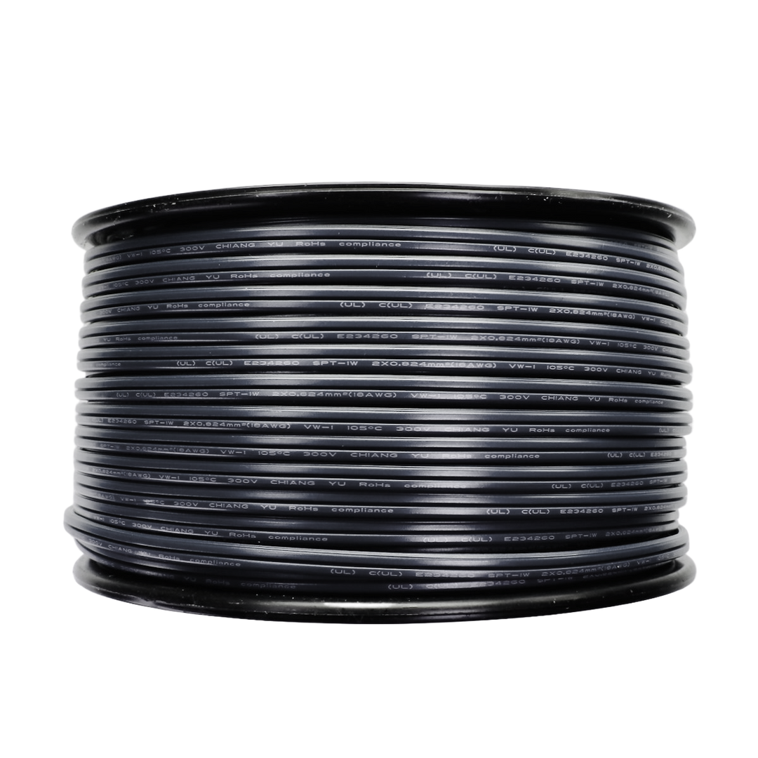 1000' Spool 18 Awg Wire SPT-2, Black