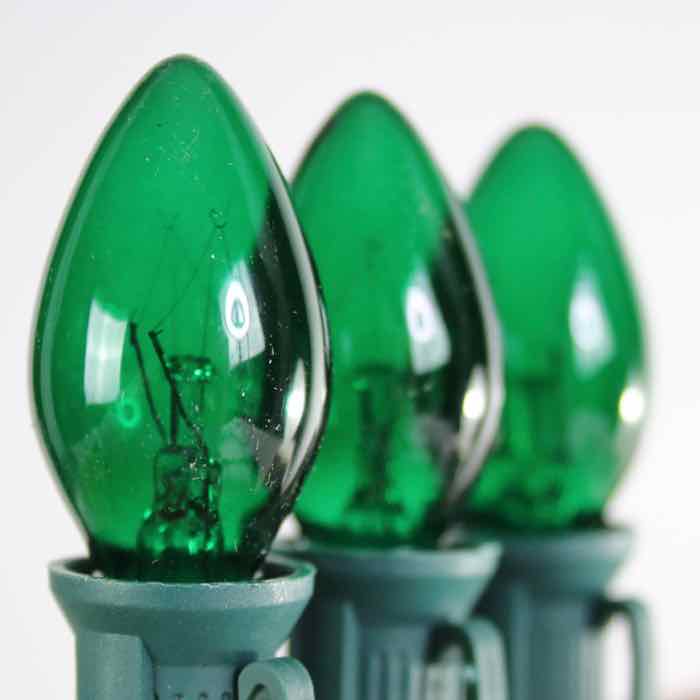 C7 Green Extra Bright Glass Bulbs E12 Bases