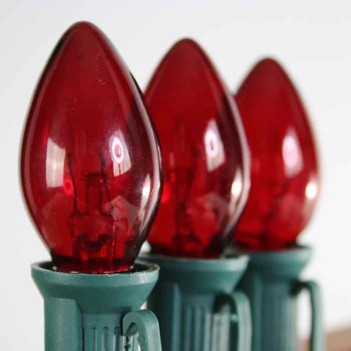 C7 Red Extra Bright Glass Bulbs E12 Bases