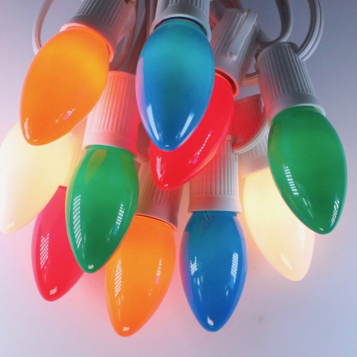 C9 Multicolor Opaque Glass Bulbs E17 Bases