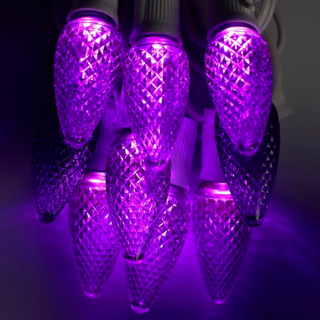 C9 Purple Twinkle LED Bulbs E17 Bases