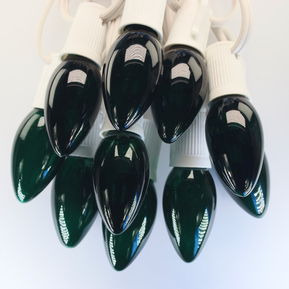 C9 Green Triple Dip Glass Bulbs E17 Bases